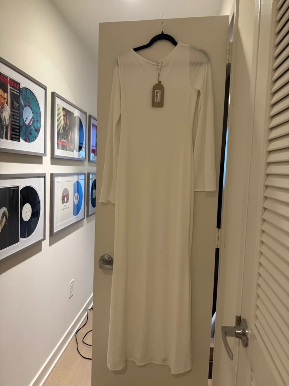 NWT Meshki Tarns Slinky Fishtail Long-Sleeve Ivory White Bridal Gown Maxi Dress - Picture 3 of 6